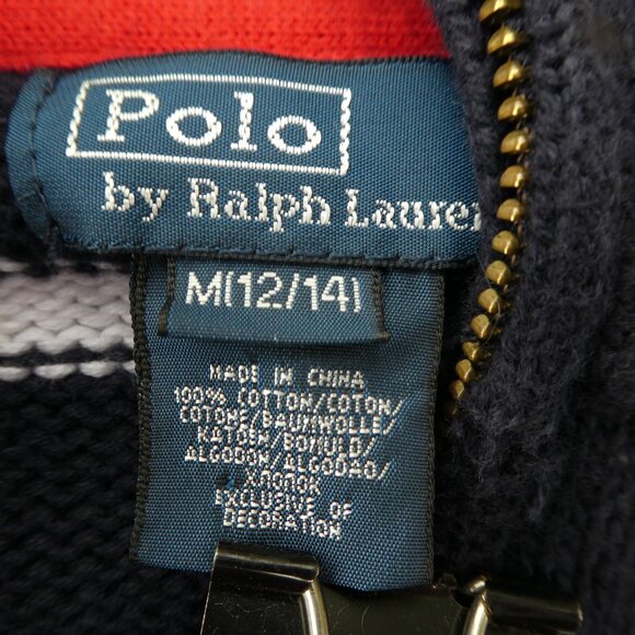 Vintage Ralph Lauren Polo Mock Quarter Zip Knit Pullover Sweater Color Block M - Picture 7 of 7